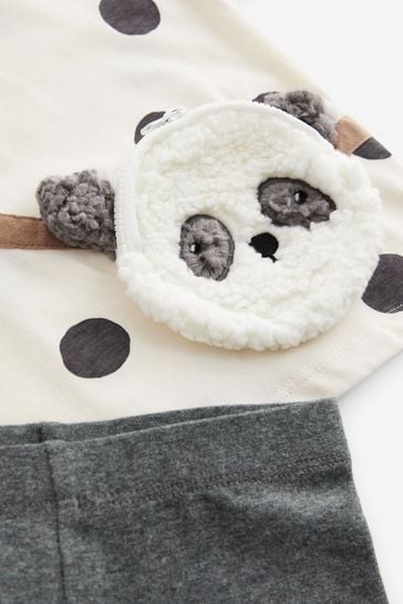 Charcoal Grey Panda Bag T-Shirt & Cycle Shorts Set (3mths-7yrs)