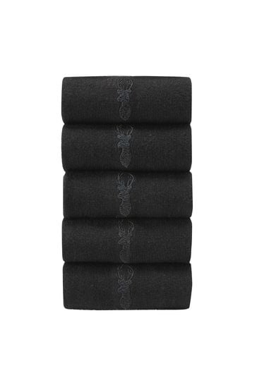 Black Stag 5 Pack Embroidered Stag Socks