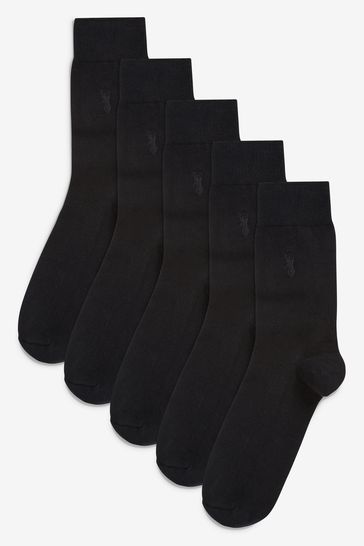 Black Stag 5 Pack Embroidered Stag Socks