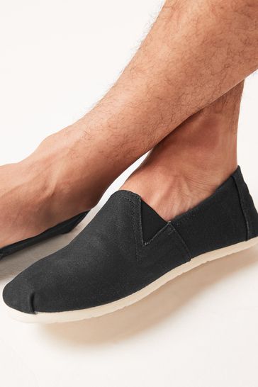 Black Canvas Slip On Shoes