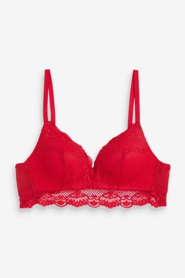 Red & black lace bra 34B