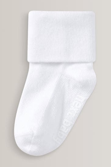 White Baby 7 Pack Roll Top Socks (0mths-2yrs)