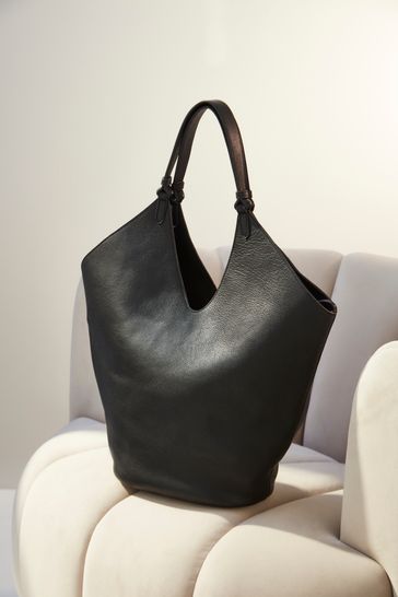 Black Premium Leather Shopper Bag