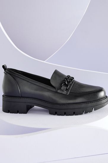Black Leather Forever Comfort With Motionflex Chunky Loafers
