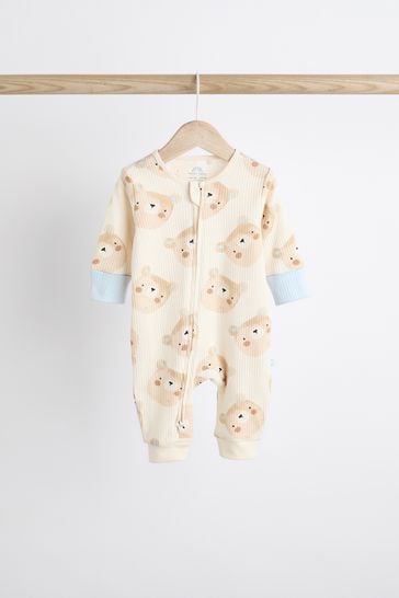 Blue Bear Zip Baby Sleepsuits 3 Pack (0-3yrs)