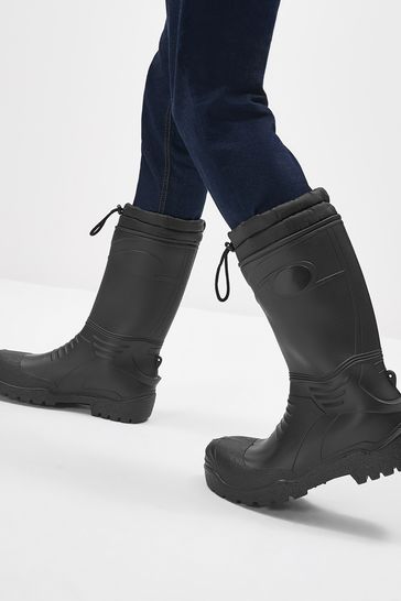 Black Warm Lined Wellies