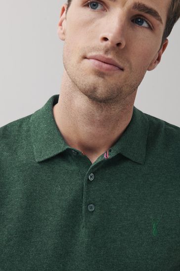 Buy Green Knitted Long Sleeve Polo Shirt from Next USA