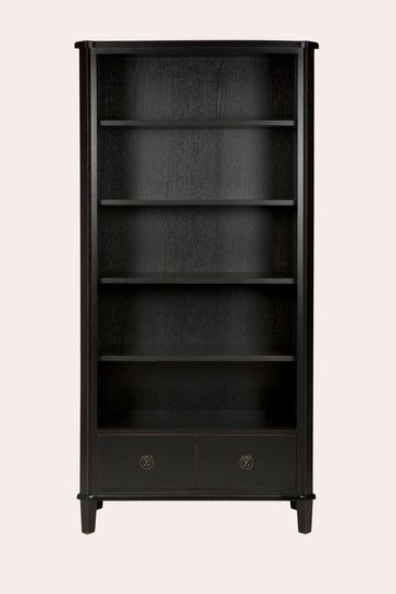 Henshaw 2 Drawer Single Bookcase By, Tall Black Bookcase With Drawers