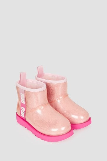 Girls Pink Classic Clear Mini Boots