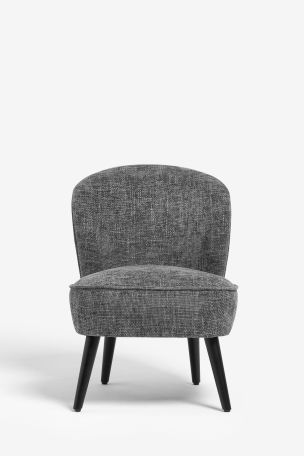 Zola Accent Chair With Black Legs, Black Armless Accent Chair