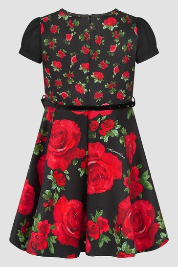 Girls Black & Red Rose Dress