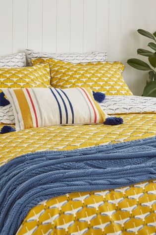 Joules Set Of 2 180 Thread Count, Yellow And White Double Duvet Cover Asda Uk