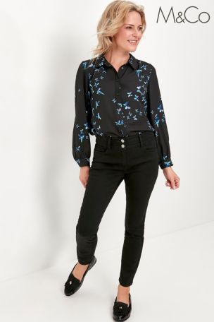 M\u0026Co Petite Black Lift And Shape Jeans 