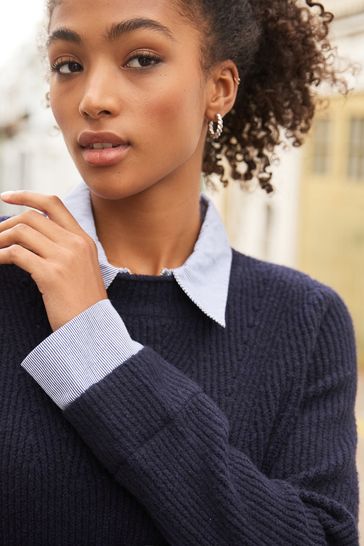 Thin navy online jumper