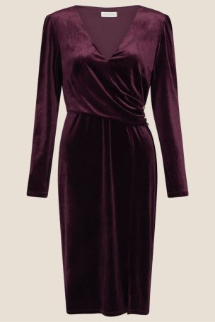 Monsoon Red Shelly Plain Velvet Dress ...