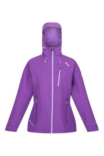 Regatta Womens Birchdale Waterproof Hooded Jacket Top Blue Purple Sports