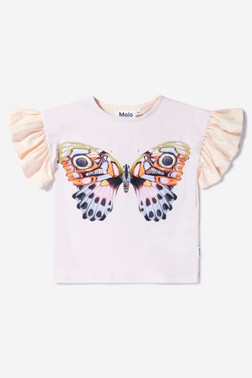 Girls Organic Cotton Exotic Butterfly T-Shirt in Multicoloured