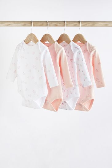 Buy 4 Pack Baby Long Sleeve Bodysuits from the Laura Ashley online