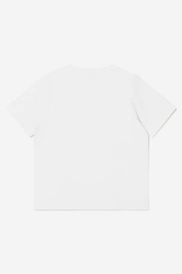 화이트 소재의 보이코튼 로고 프린트 티셔츠