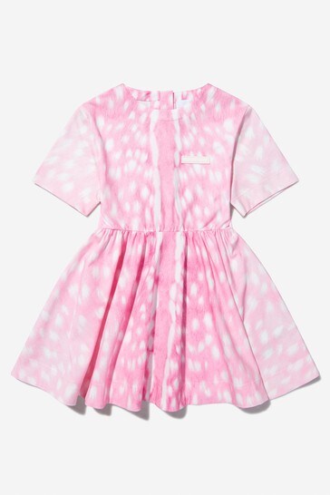 핑크의 걸스 코튼 사슴 프린트 드레스