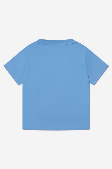소년 코튼 스터드 포켓 티셔츠 인 블루