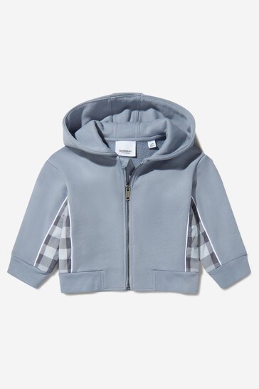 Baby Check Panel Cotton Hooded Top