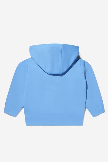 Boys Studded Logo Zip-Up Top in Blue