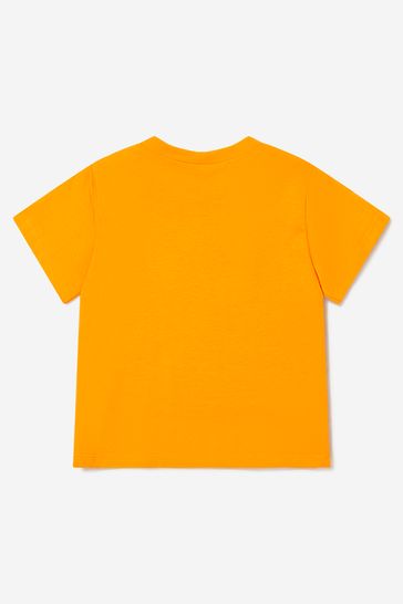 오렌지 소재 베이비 보이즈 오가닉 코튼 저지 로고 티셔츠