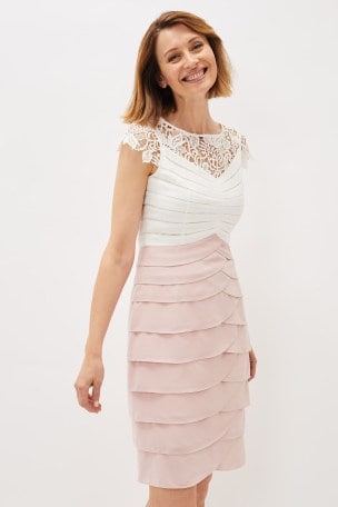 Cream Faith Contrast Fitted Dress 