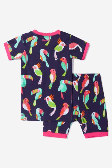 Girls Blue Tropical Birds Organic Cotton Pyjamas