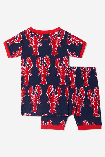 Boys Navy Blue Marine Lobsters Organic Cotton Pyjamas