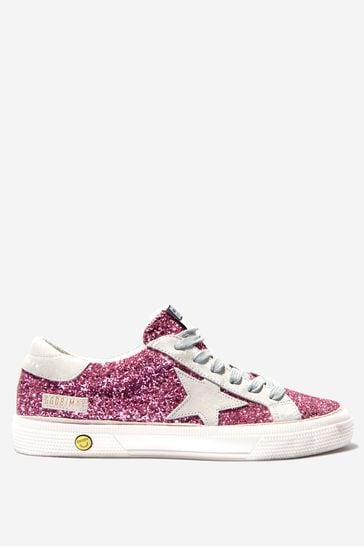 Girls Glitter Lace-Up May Trainers in Pink