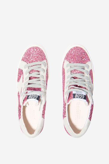 Girls Glitter Lace-Up May Trainers in Pink