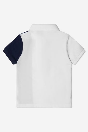 Baby Boys Cotton Pique Logo Polo Shirt in White