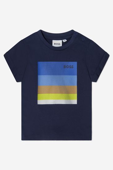 Baby Boys Cotton Jersey T-Shirt in Navy