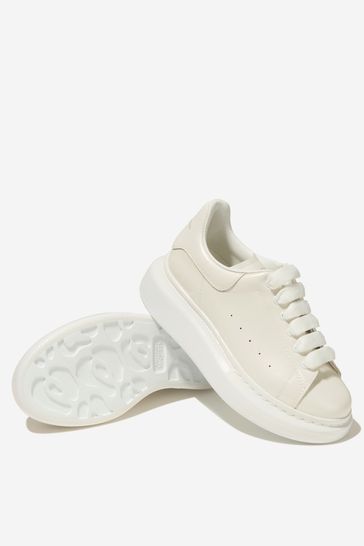 Unisex Patent Leather Lace-Up Trainers in White