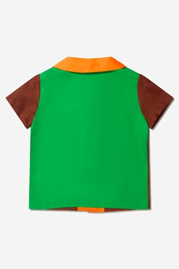 Boys Cotton GG Jacquard Shirt in Brown