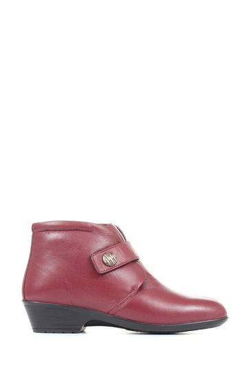 Pavers Red Wide Fit Leather Ankle Boots 