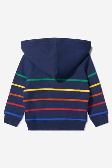 Baby Boys Cotton Striped Zip-Up Top in Navy