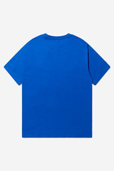 소년 코튼 저지 로고 티셔츠 인 블루