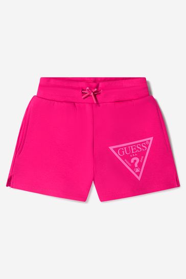 Girls Logo Print Active Shorts in Pink