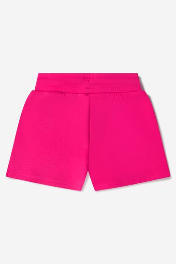 Girls Logo Print Active Shorts in Pink
