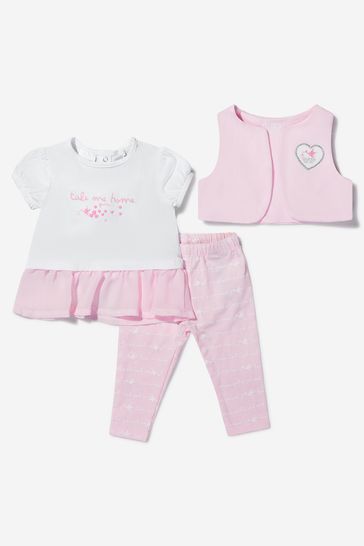 아기 소녀 티셔츠, 조끼와 레깅스 세트 에 핑크