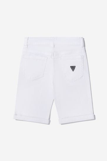 Boys Cotton Denim Shorts in White