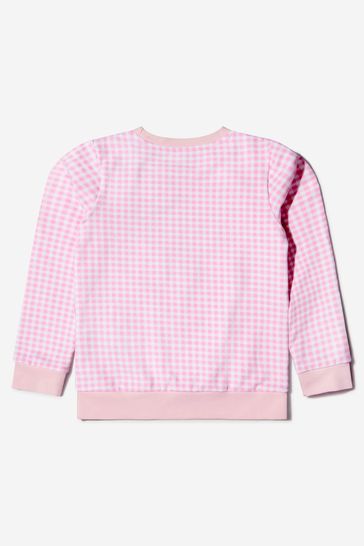 핑크의 걸스 코튼 로고 스웨트셔츠