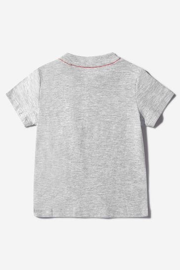 회색의 베이비 보이즈 로고 프린트 티셔츠