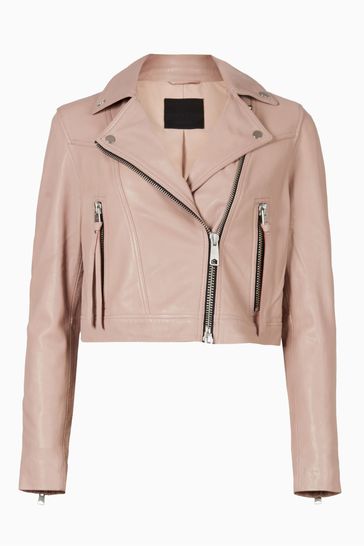 Buy AllSaints Pink Rift Biker Jacket 
