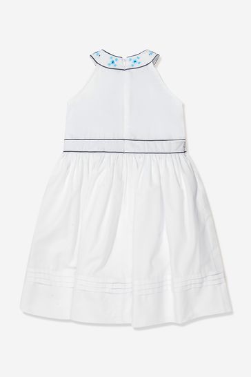 Girls Embroidered Sleeveless Dress in White