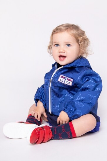 Baby Unisex GG Lightweight Zip Up Jacket in Blue