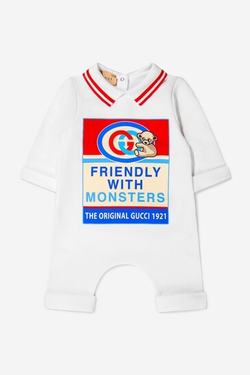 Baby Boys Cotton Romper Gift Set in White